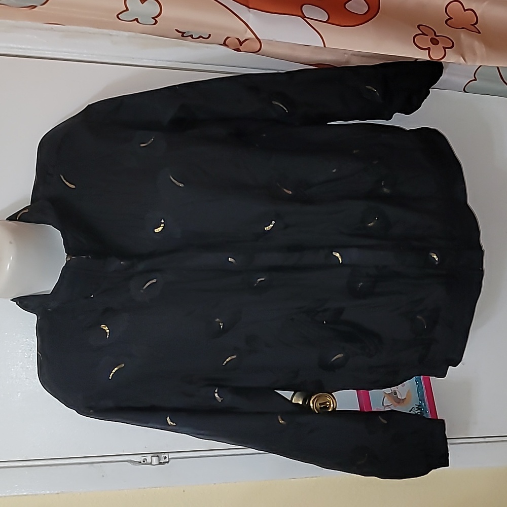 Winter Silks vintage Bomber Jacket black calla lilly print silk pockets zip up
